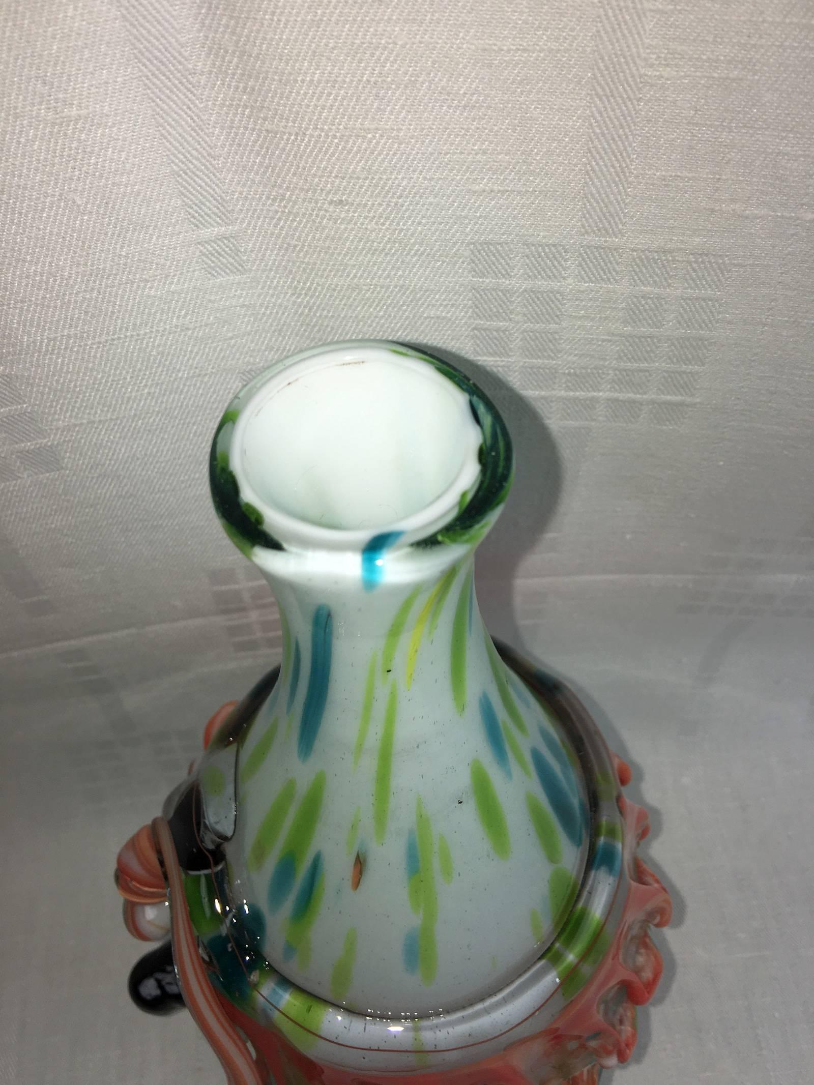 Late 20th Century Fantastic Murano Sommerso M Badioli Style Picasso Art Glass Vase For Sale