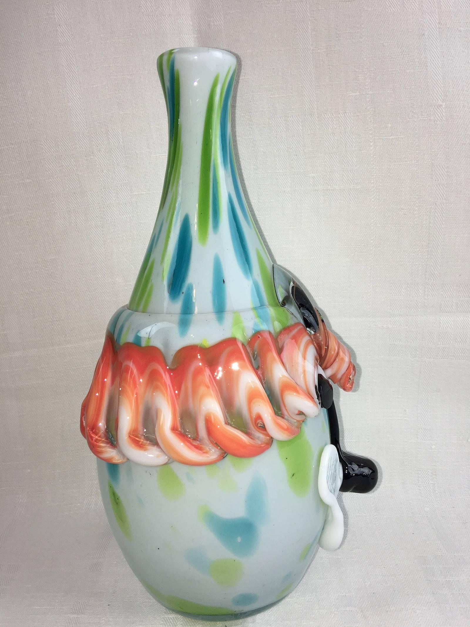 Fantastic Murano Sommerso M Badioli Style Picasso Art Glass Vase In Good Condition For Sale In Frisco, TX