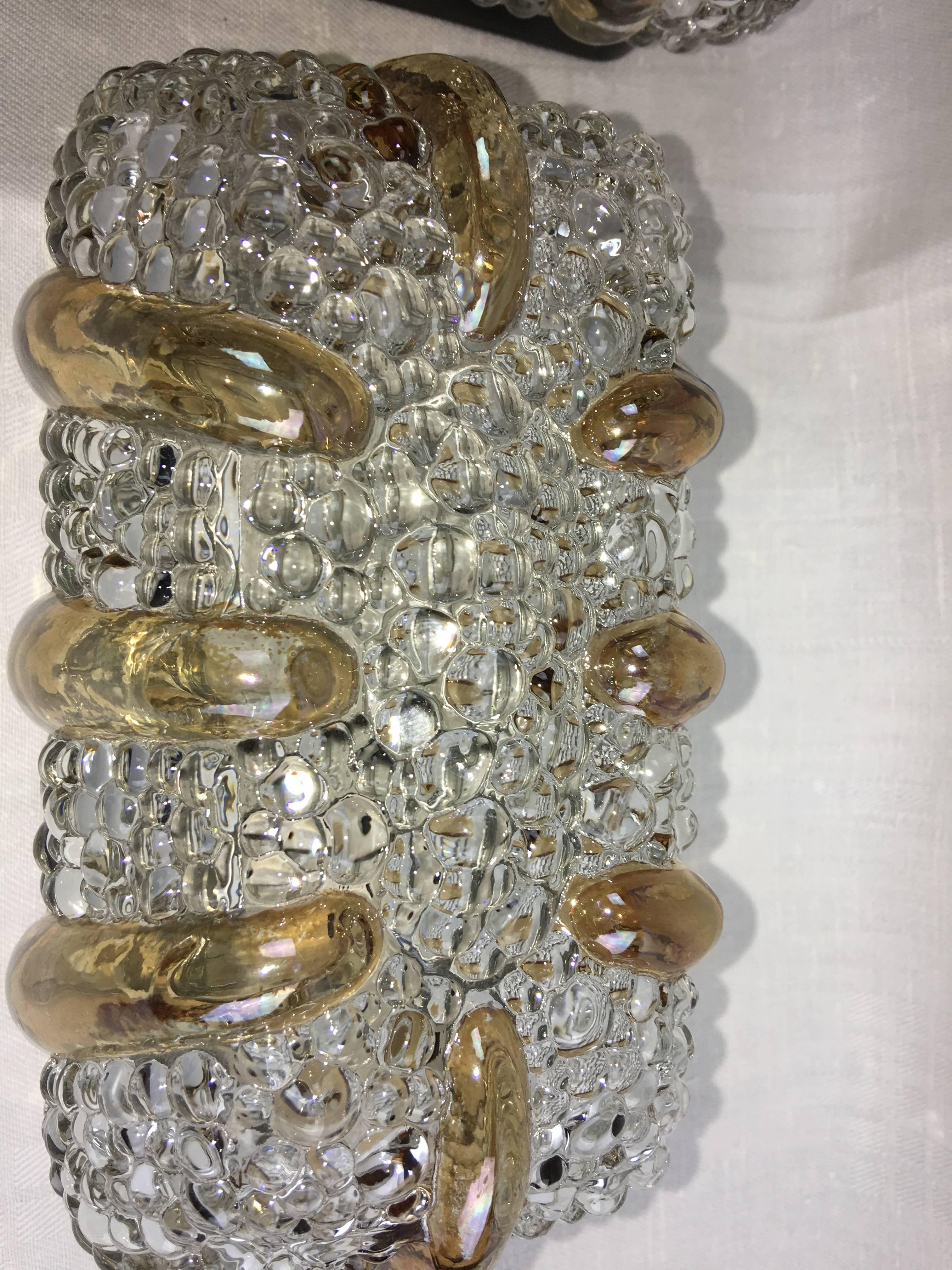 Petite Pair of 1960s German Bubble Glass Sconces In Good Condition For Sale In Frisco, TX
