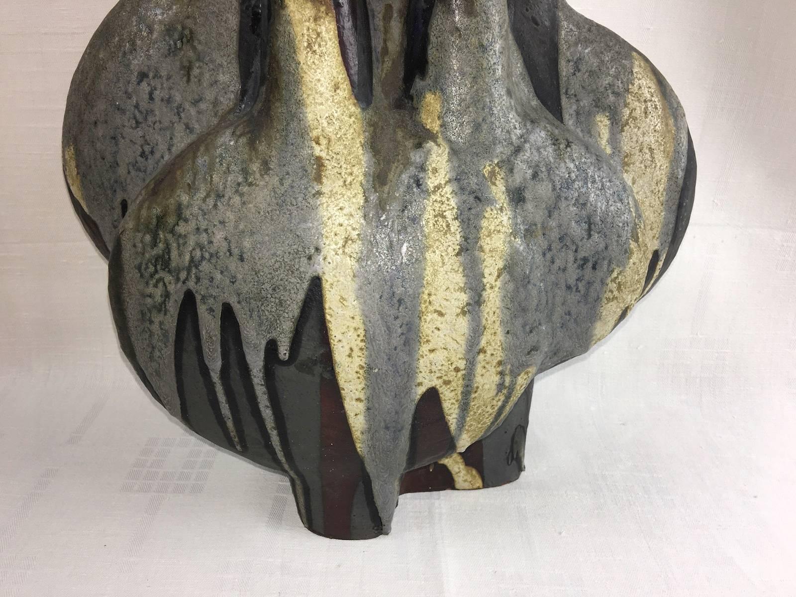 Mid-20th Century Huge 1960s German Schaeffenacker Five Tubes Art Pottery Vase