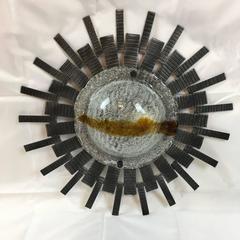 Brutalist Mid-Century Starburst Sunburst Flush Mount or Sconce