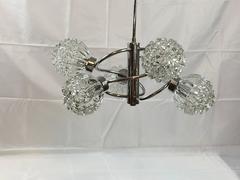 Six-Arm Chrome Glass Richard Essig Sputnik Orbit Chandelier