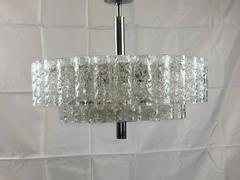 1960s German Doria Two-Tiered Glass Tube Chandelier
