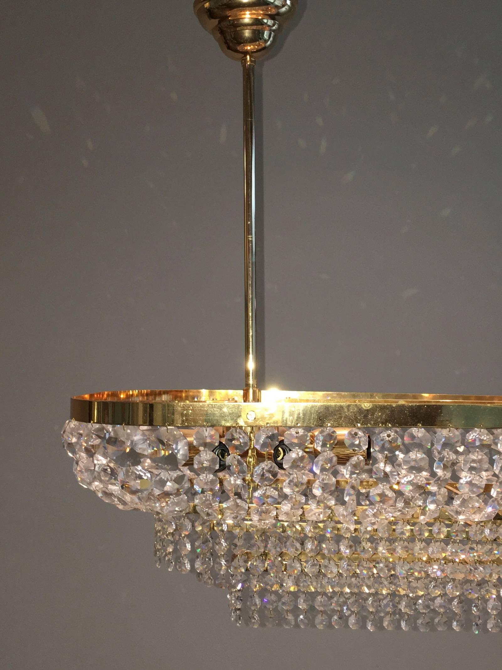 Late 20th Century Palwa Crystal Prism Chandelier Mid-Century 1970's Germany For Sale