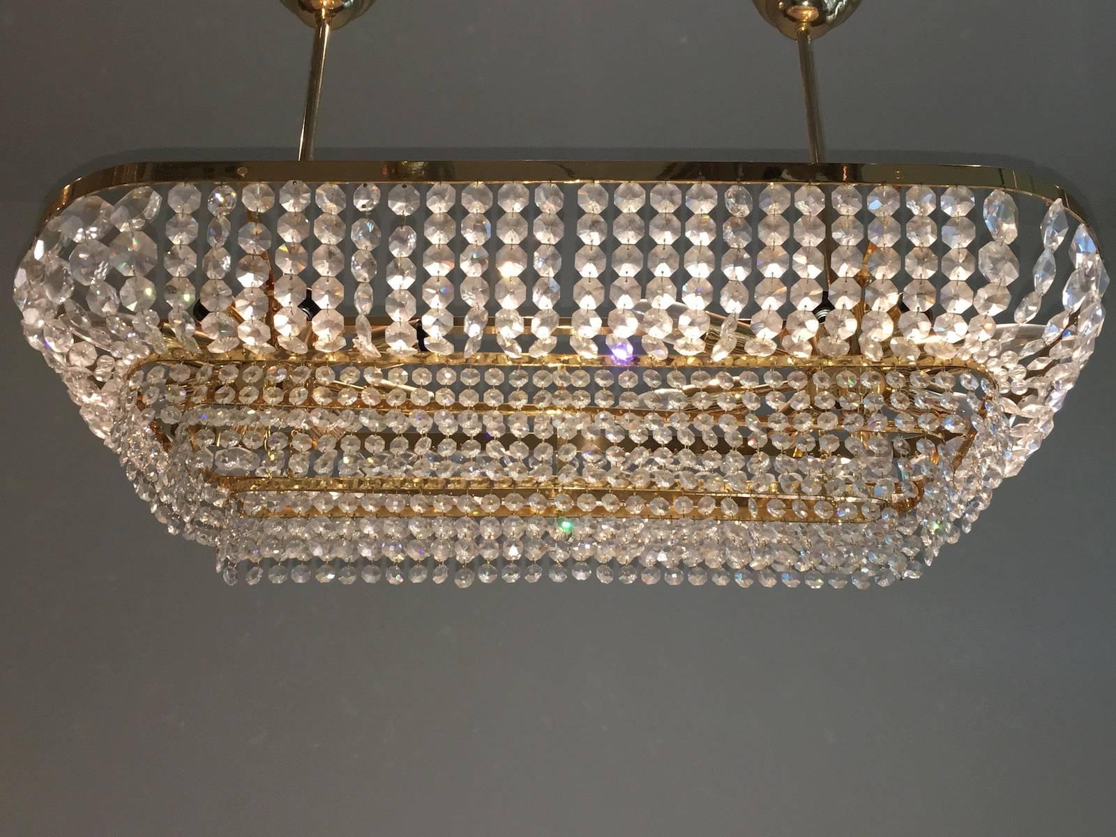 Palwa Crystal Prism Chandelier Mid-Century 1970's Germany In Good Condition For Sale In Frisco, TX