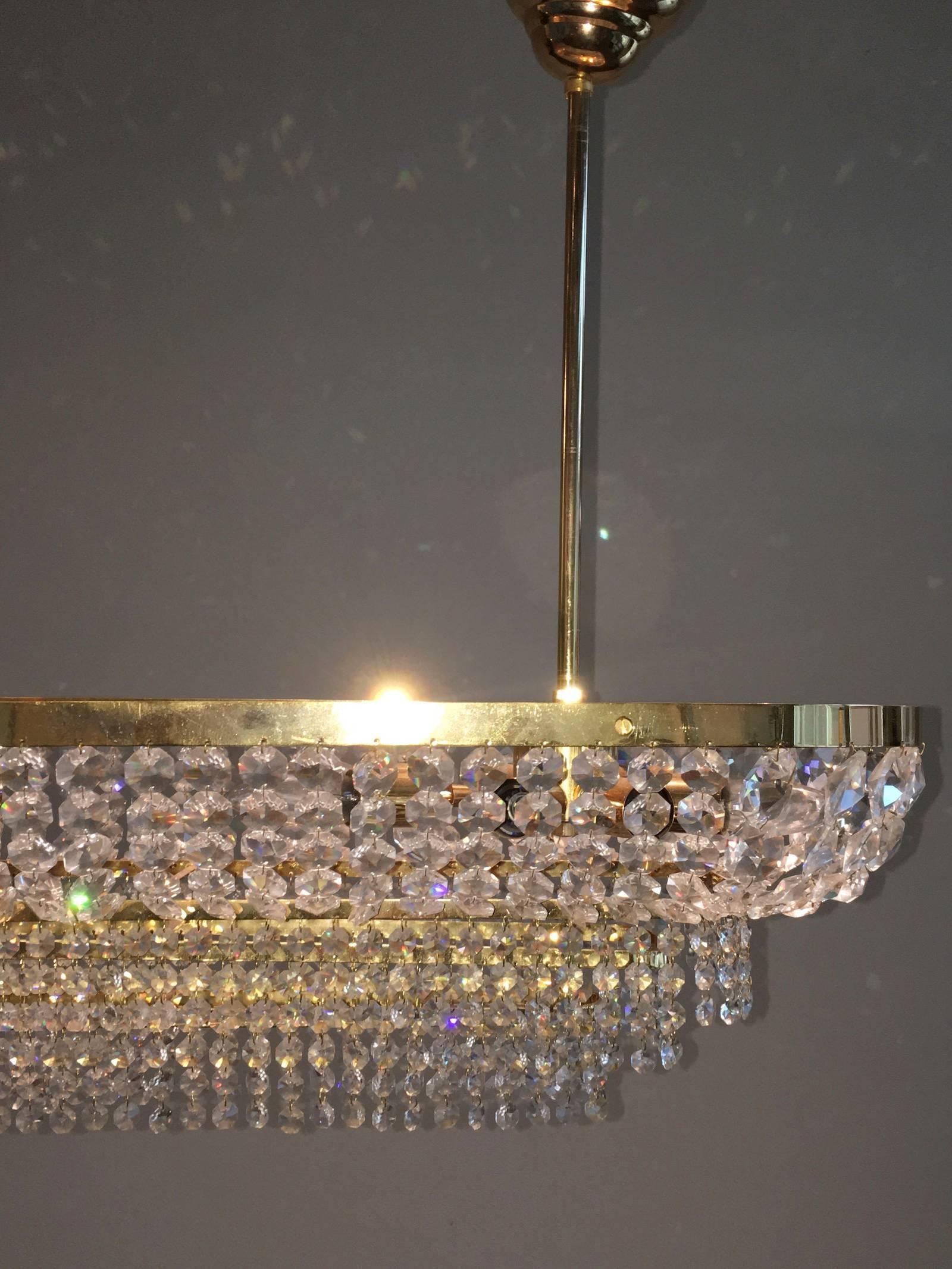 Palwa Crystal Prism Chandelier Mid-Century 1970's Germany For Sale 1