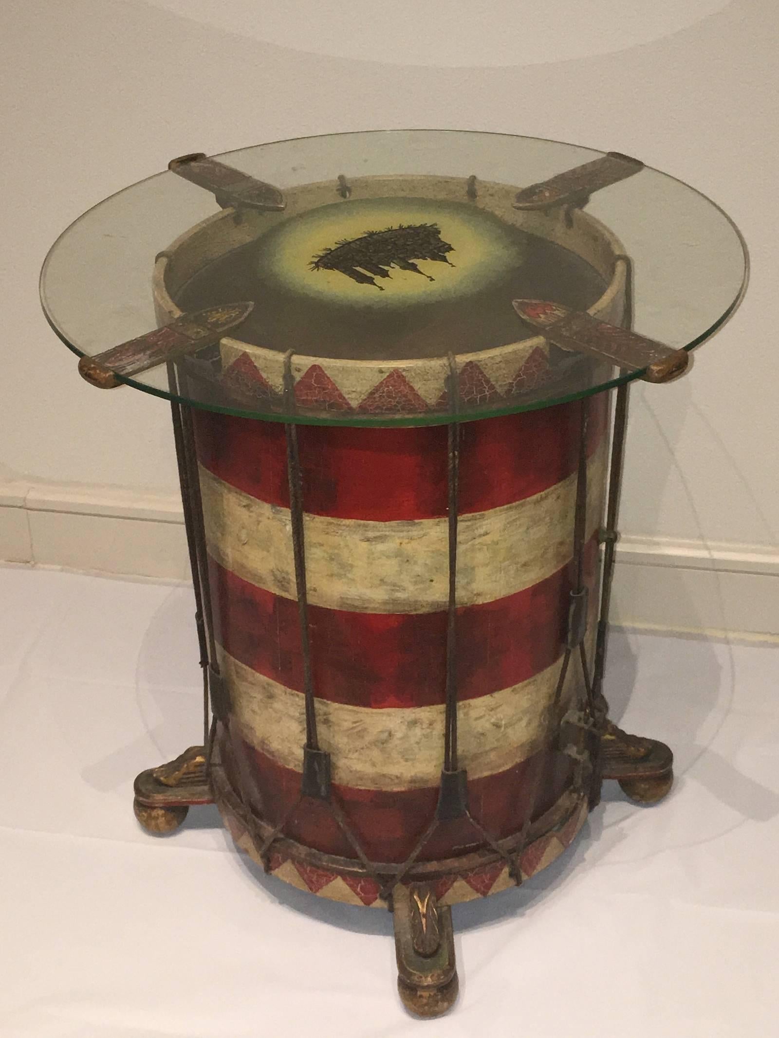 Mid-20th Century Vintage Nuremberg City Guard Drum Table, Dated 1938 For Sale