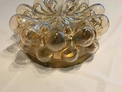 Round German 1960s Bubble Amber Glass Flush Mount