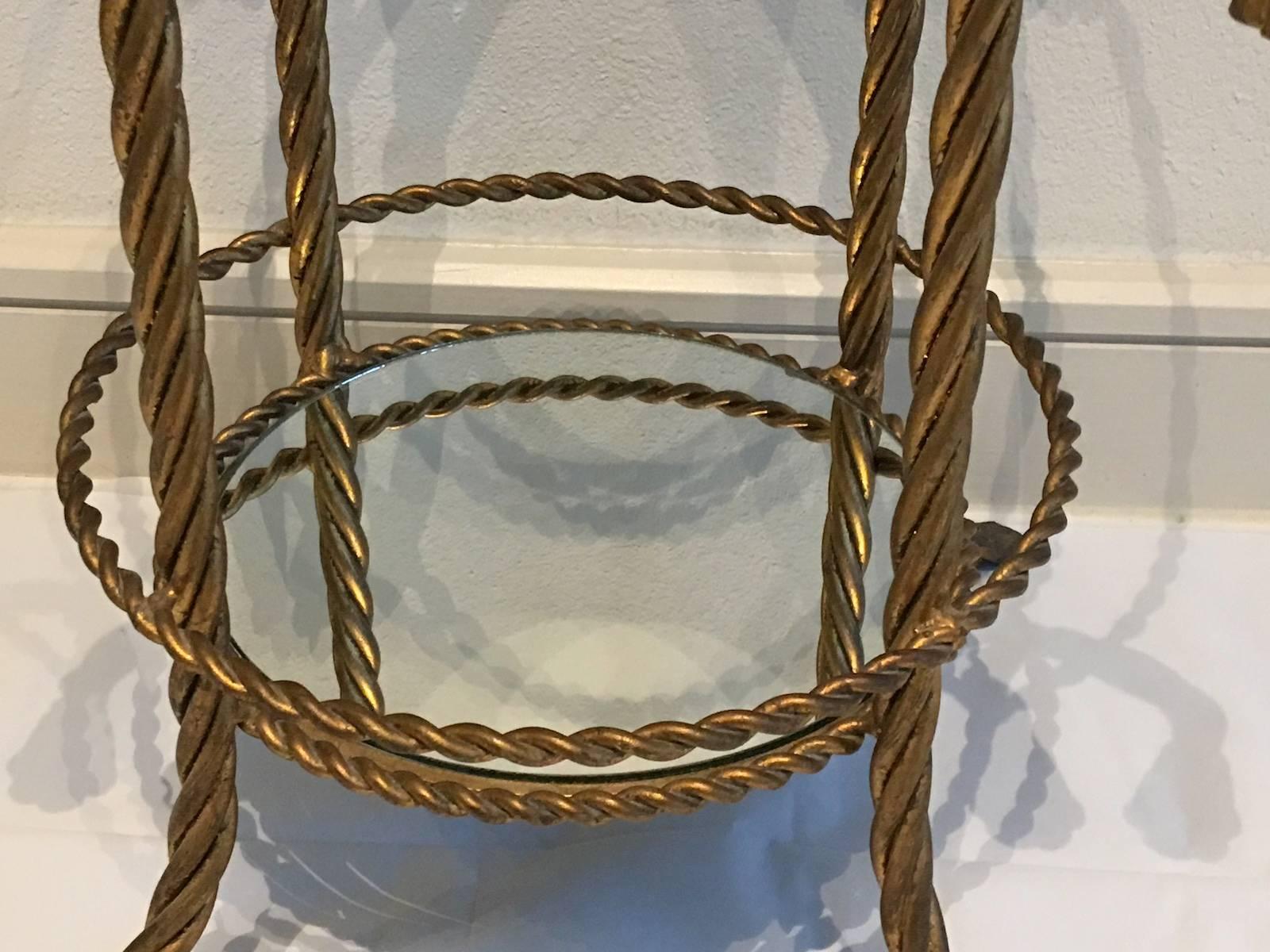Italian Hollywood Regency Gilded Side Table by Li Puma Firenze, 1950s For Sale 1