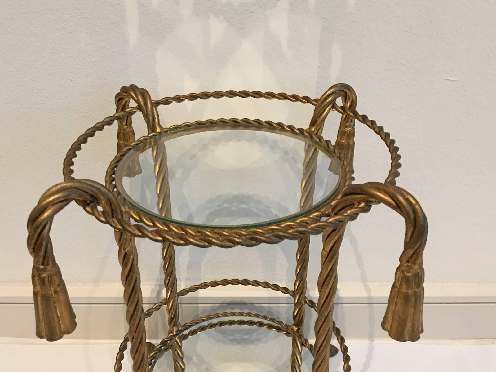Italian Hollywood Regency Gilded Side Table by Li Puma Firenze, 1950s In Good Condition For Sale In Frisco, TX