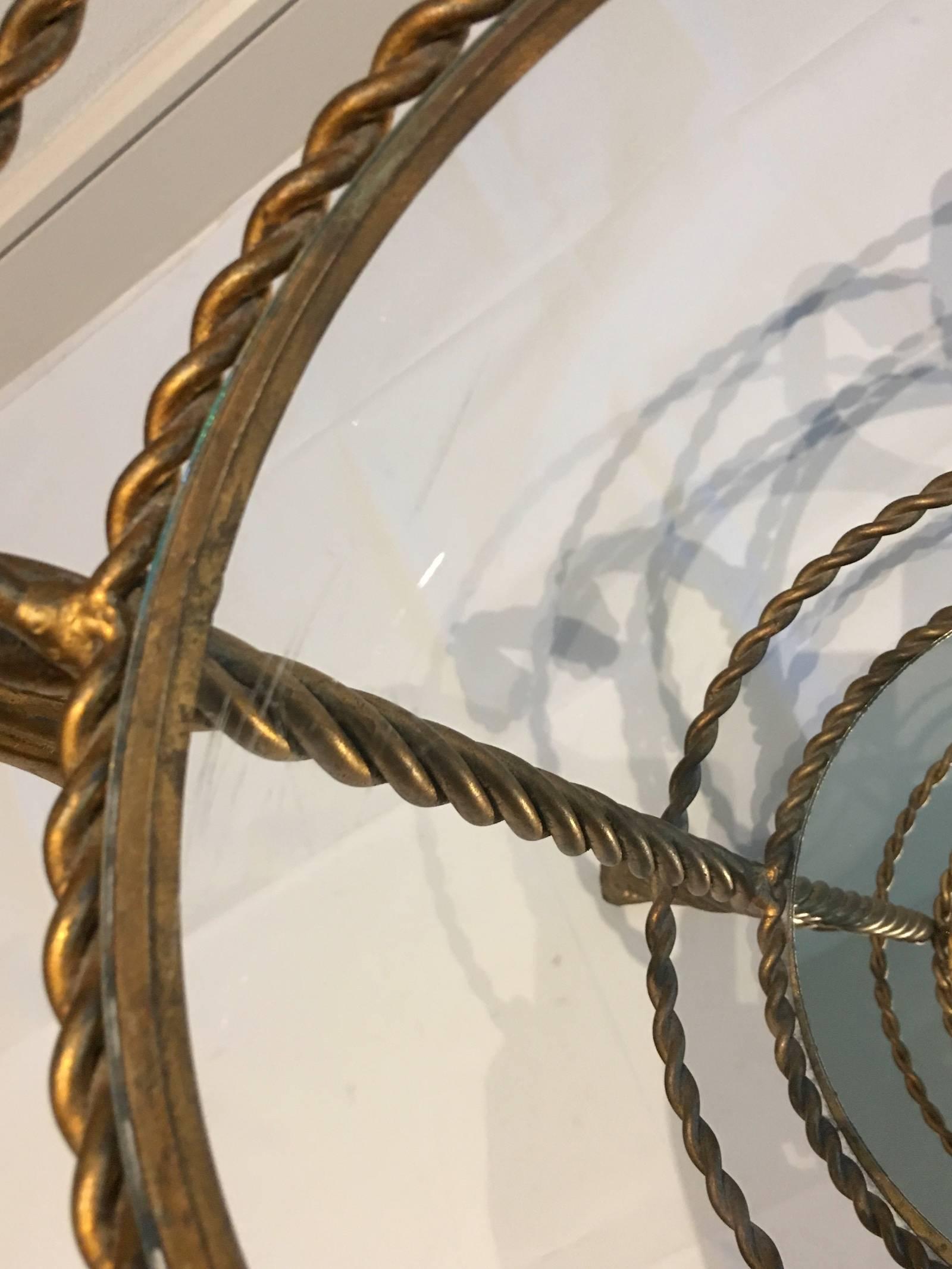 Metal Italian Hollywood Regency Gilded Side Table by Li Puma Firenze, 1950s For Sale