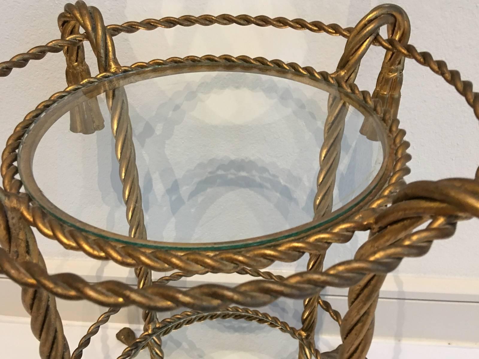 Mid-20th Century Italian Hollywood Regency Gilded Side Table by Li Puma Firenze, 1950s For Sale