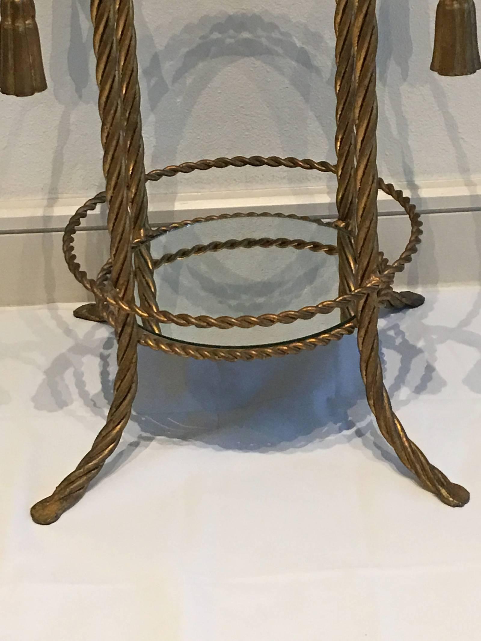 Italian Hollywood Regency Gilded Side Table by Li Puma Firenze, 1950s For Sale 3