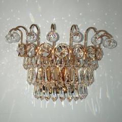 Pair of Palwa Crystal Prism Sconces Mid-Century, German