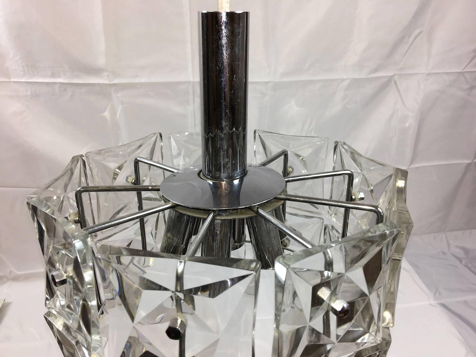 Modern Geometric Kinkeldey Two-Tier Round Hanging Light Fixture In Good Condition For Sale In Frisco, TX