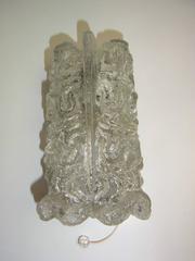 One Pair of Limburg Ice Block Glass Sconces Vintage German