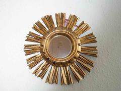 Petite French Starburst Sunburst Gilded Wood Mirror