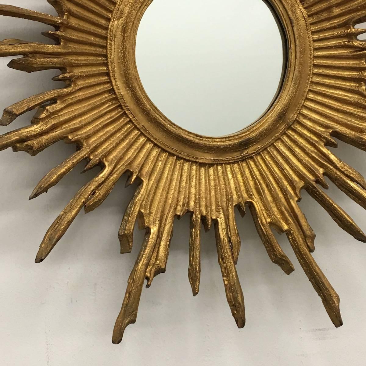 Gorgeous Exceptional French Starburst Mirror Vintage In Good Condition In Frisco, TX