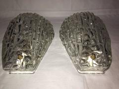 Pair of 1960s Textured Glass Sconces