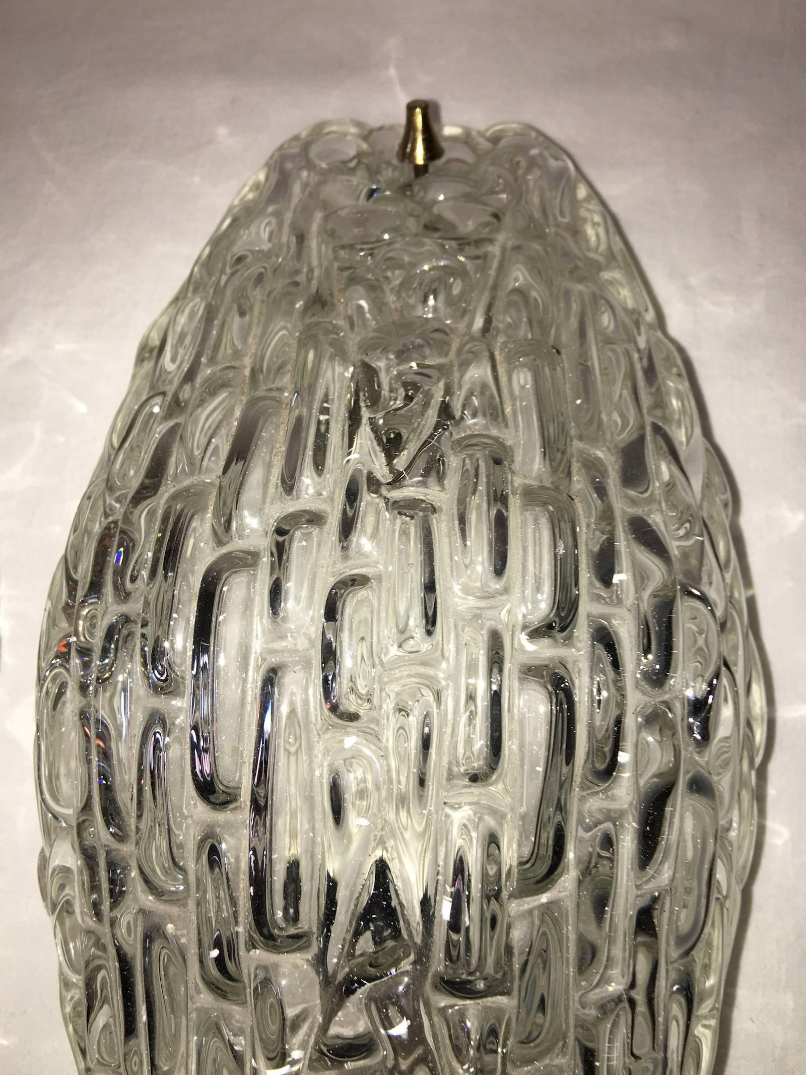 Pair of 1960s Textured Glass Sconces In Good Condition For Sale In Frisco, TX