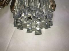 Pair of French Brass and Ice Block Glass Sconces