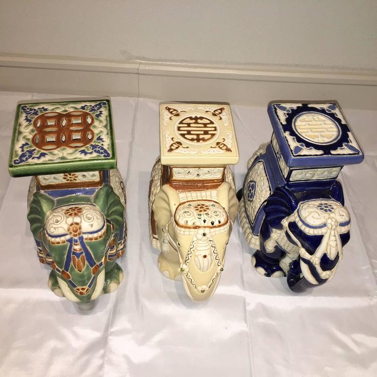 Lot of Three Elephant Plant Stands, Flower Pot Stand Garden Stool at