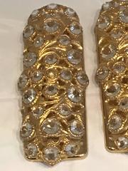 Italian Pair Gilt with Crystal Elements Sconces Wall Lights
