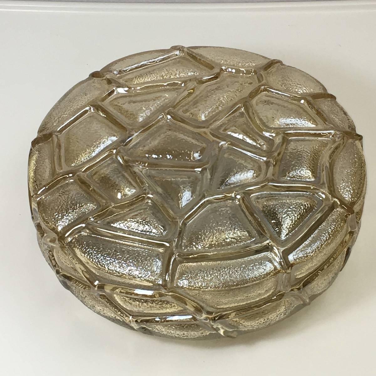 Large Amber Organic Pattern Glass Flush Mount Limburg, Germany In Good Condition For Sale In Frisco, TX