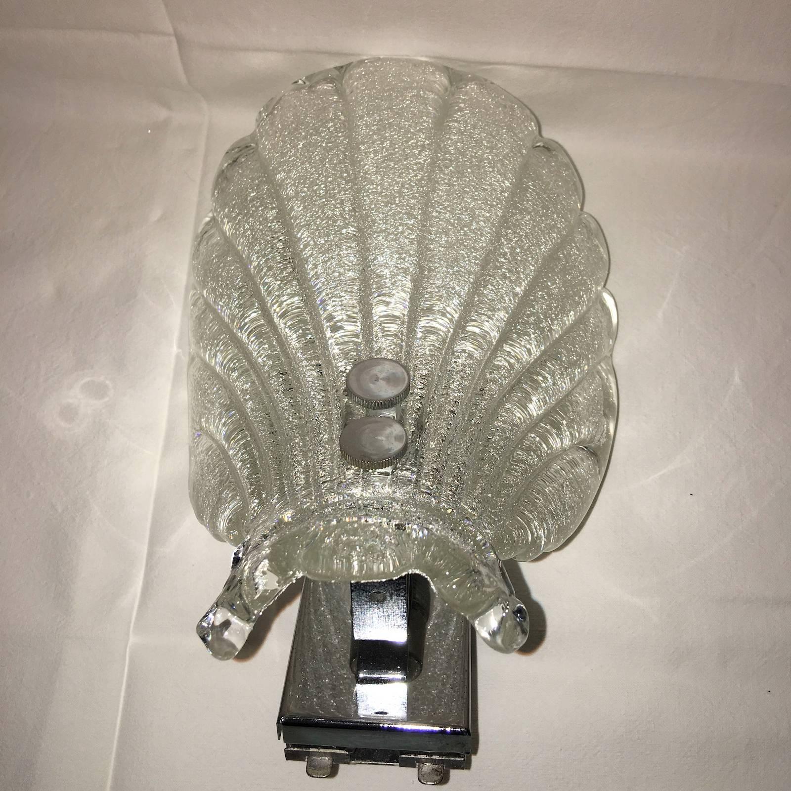 Mid-20th Century Pair of 1960's Modernist Murano Glass Sconces  For Sale