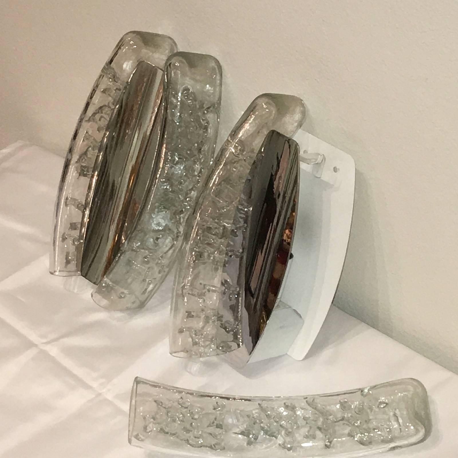 Pair of Chrome and Glass Sconces by Doria Leuchten, Germany In Good Condition For Sale In Frisco, TX