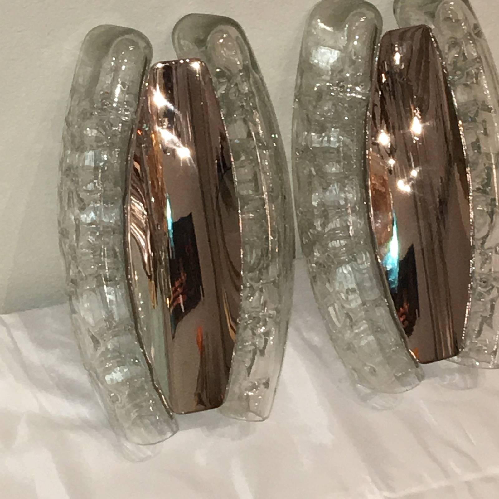 Mid-20th Century Pair of Chrome and Glass Sconces by Doria Leuchten, Germany For Sale