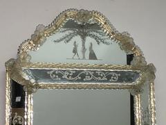 Murano Glass Mirror with Edged Branches Landscape