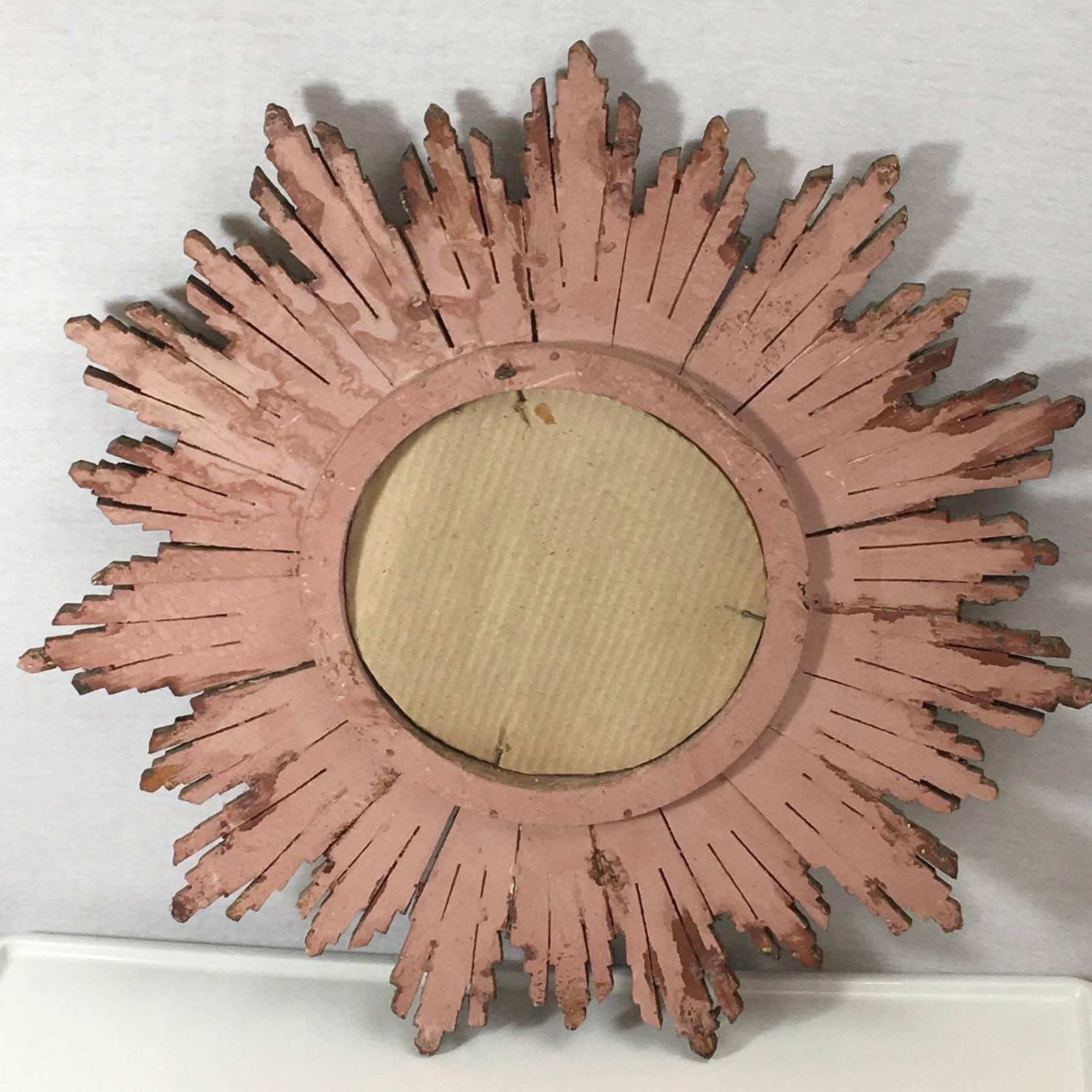 Beautiful Sunburst Gilded Wood Mirror Vintage, France 1