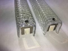 Pair of Mid-Century 1970s Ice Glass Wall Lamp Vanity Sconces