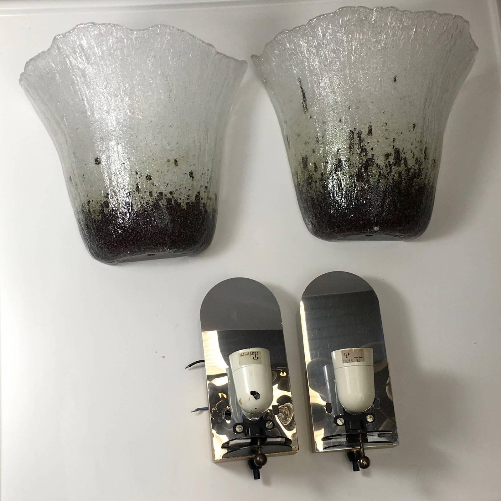 Metal Pair of Peill & Putzler Calyx Sconces ( Koch and Lowy Style) For Sale