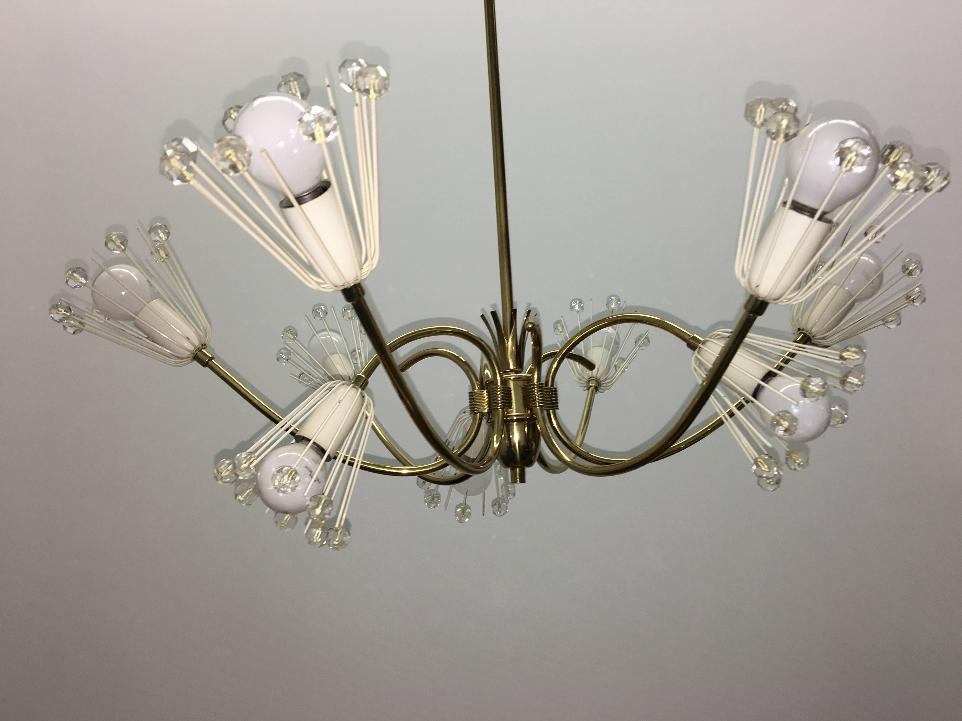 Snowflakes Sputnik Chandelier by Emil Stejnar for Rupert Nikoll In Good Condition For Sale In Frisco, TX