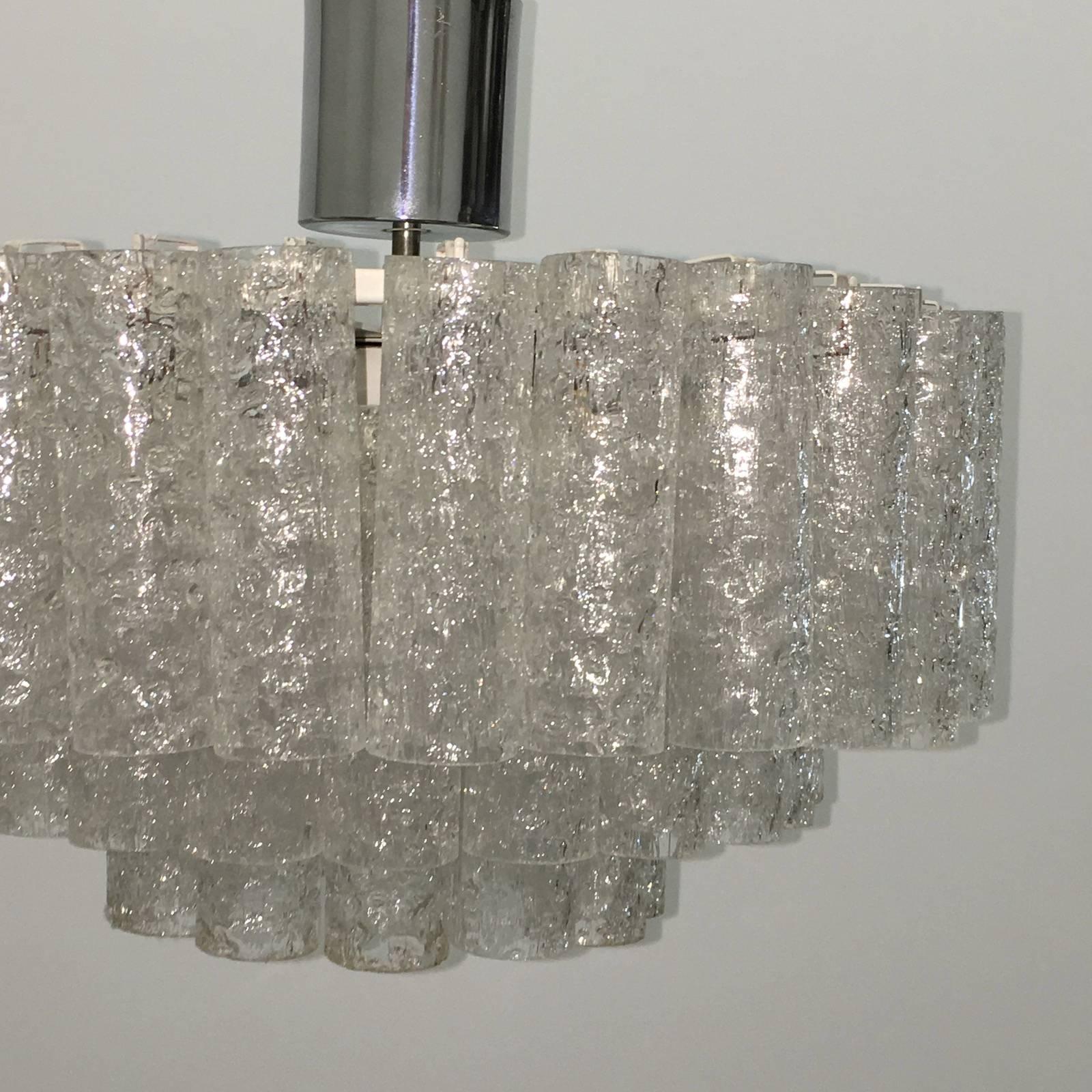 Doria Leuchten Glass Tube Three-Tier Flush Mount In Good Condition In Frisco, TX