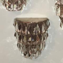 Lot of 4 Vintage Crystal Sconces with Faceted Elements