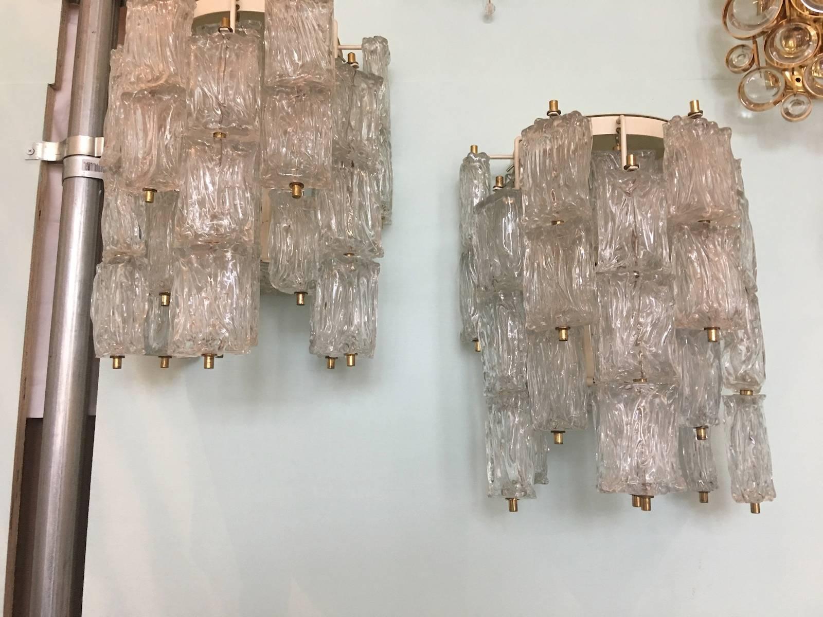 Mid-20th Century Graceful Pair of Murano Glass Sconces by Barovier e Toso, Italy, 1950s For Sale