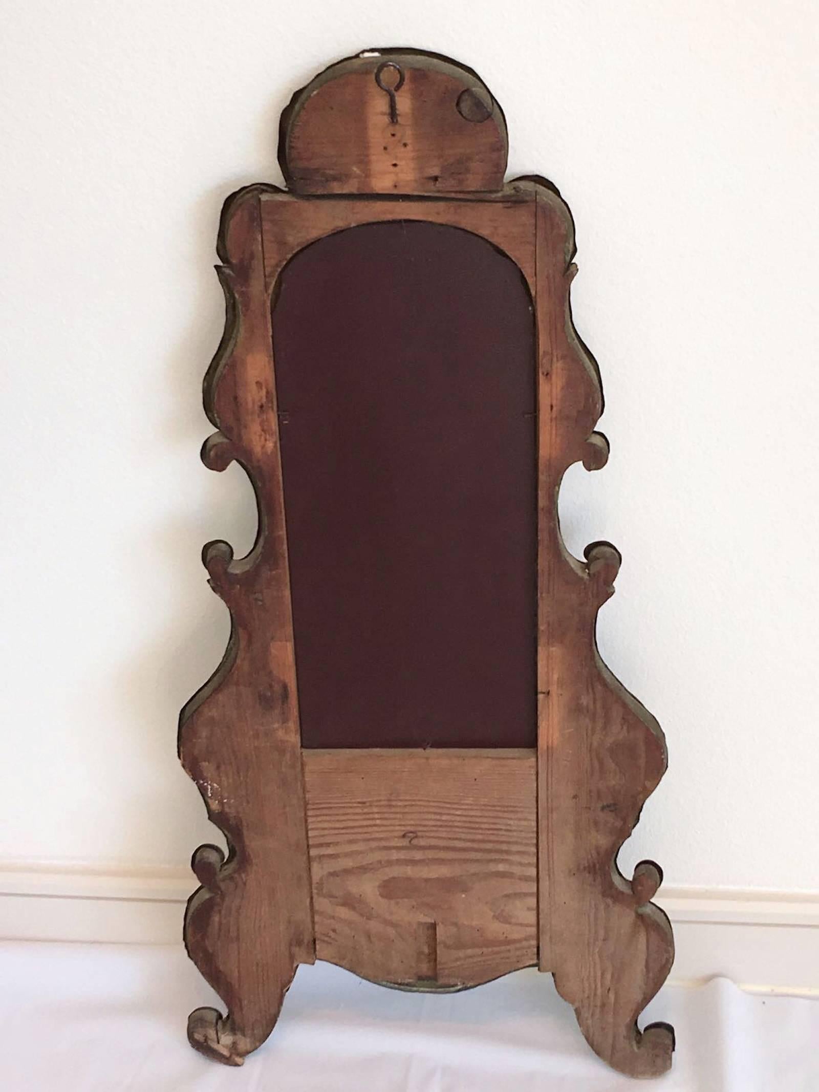 Antique German Baroque Wall Mirror Wood and Copper In Good Condition For Sale In Frisco, TX