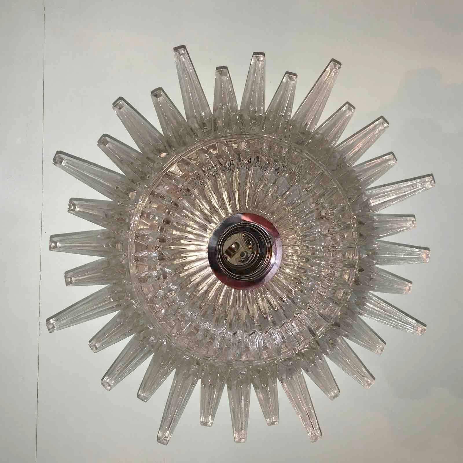 Pair of Starburst Glass Flush Mount Limburg, Germany In Good Condition For Sale In Frisco, TX