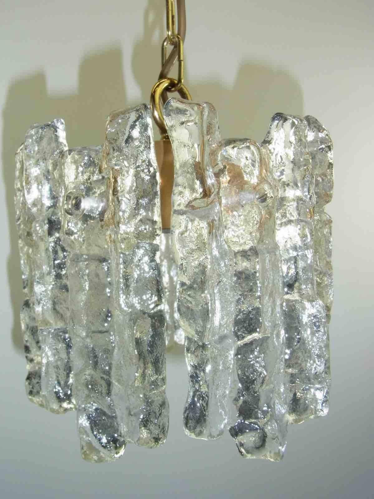 Kalmar Ice Block Glass Chandelier Pendant Brass Hardware 3