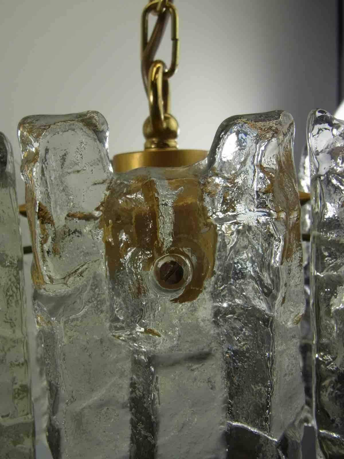 Kalmar Ice Block Glass Chandelier Pendant Brass Hardware 2
