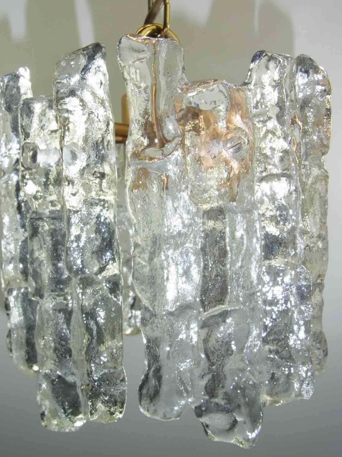 Kalmar Ice Block Glass Chandelier Pendant Brass Hardware 1