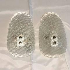 Pair of Sea Shell Pattern Modernist Murano Glass Sconces