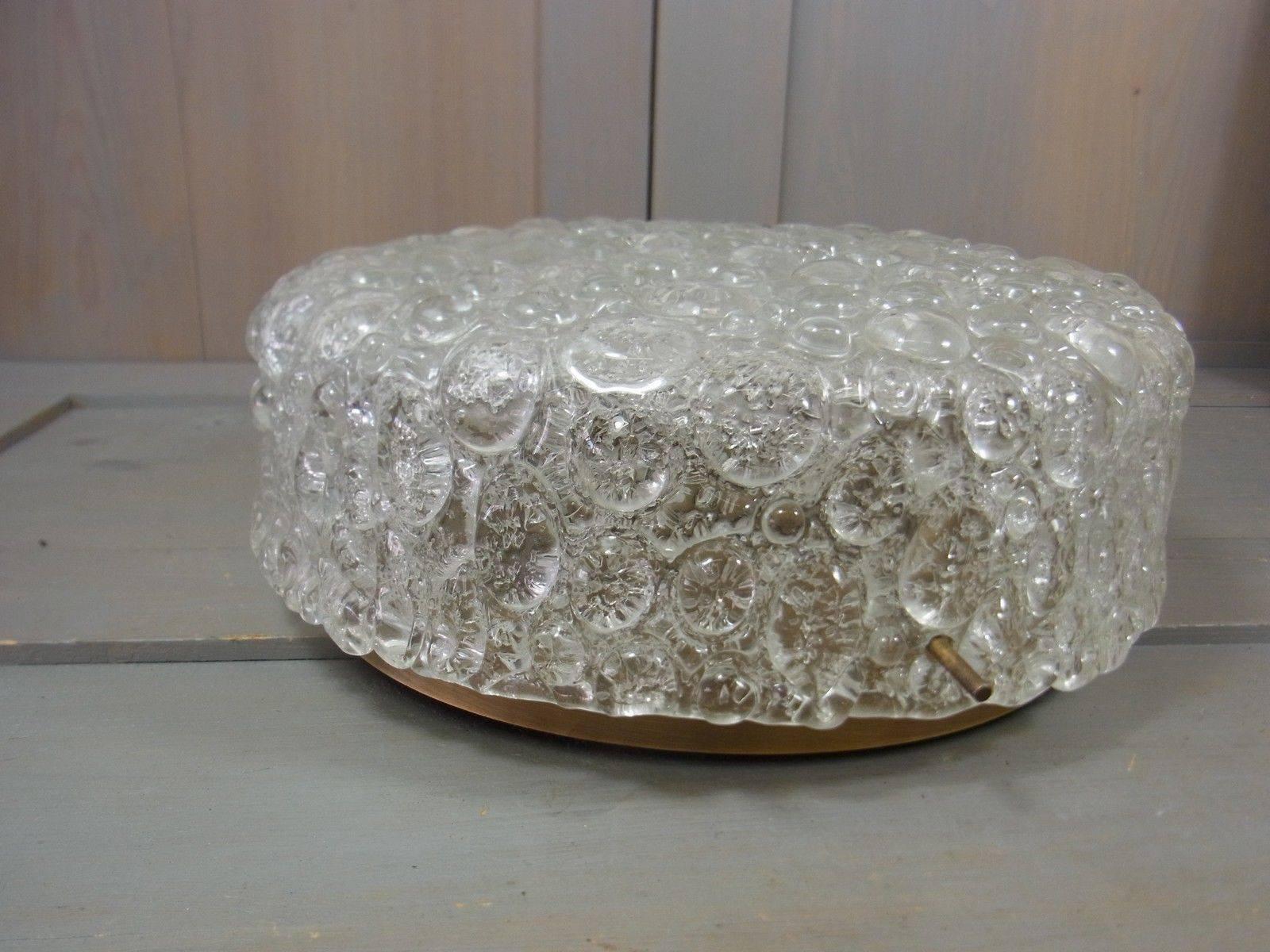 Mid-20th Century Hillebrand Bubble Glass Flush Mount Burnished Germany 1960's For Sale