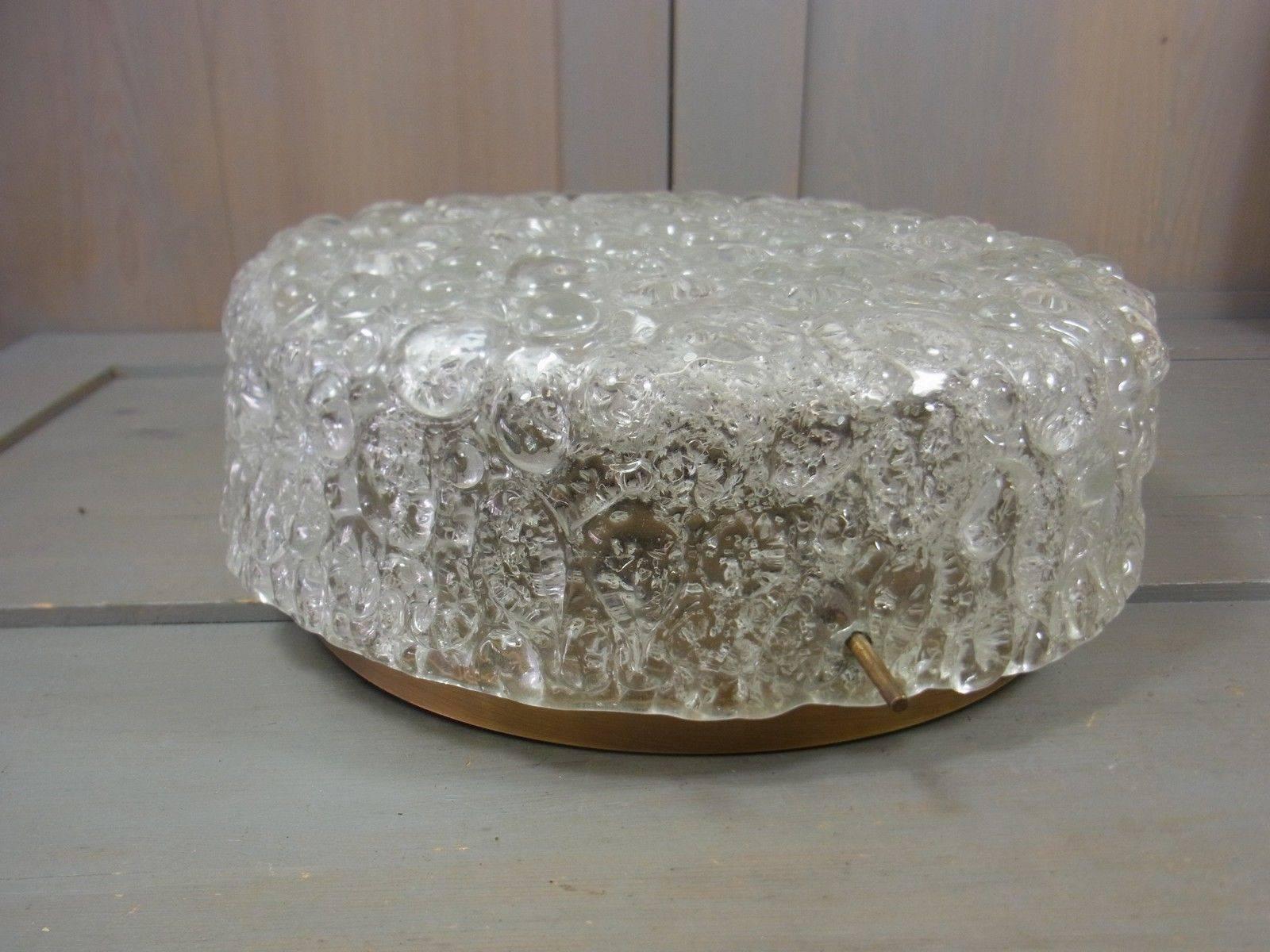 Hillebrand Bubble Glass Flush Mount Burnished Germany 1960's In Good Condition For Sale In Frisco, TX