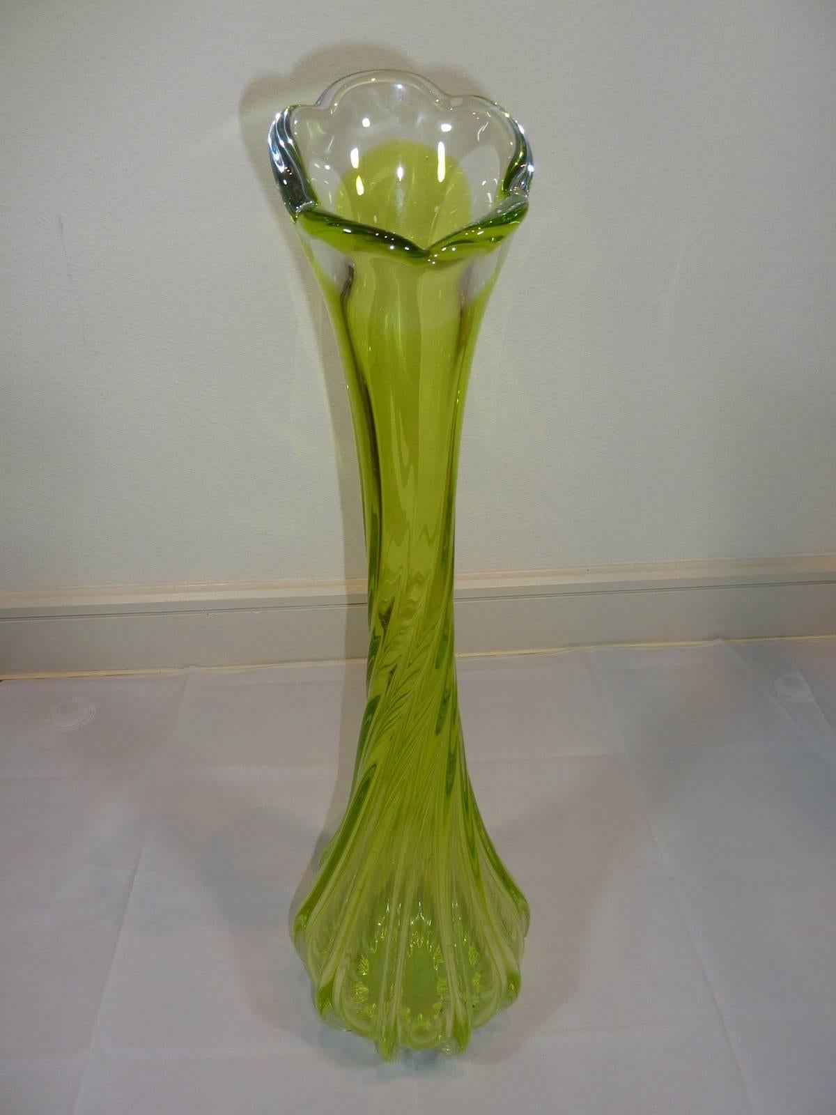 Vintage Italian Green Murano Glass Floor Vase For Sale at 1stDibs vintage glass floor vase