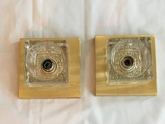 Pair of Brass Peill & Putzler Ice Cubes Glass Sconces unique and lovely