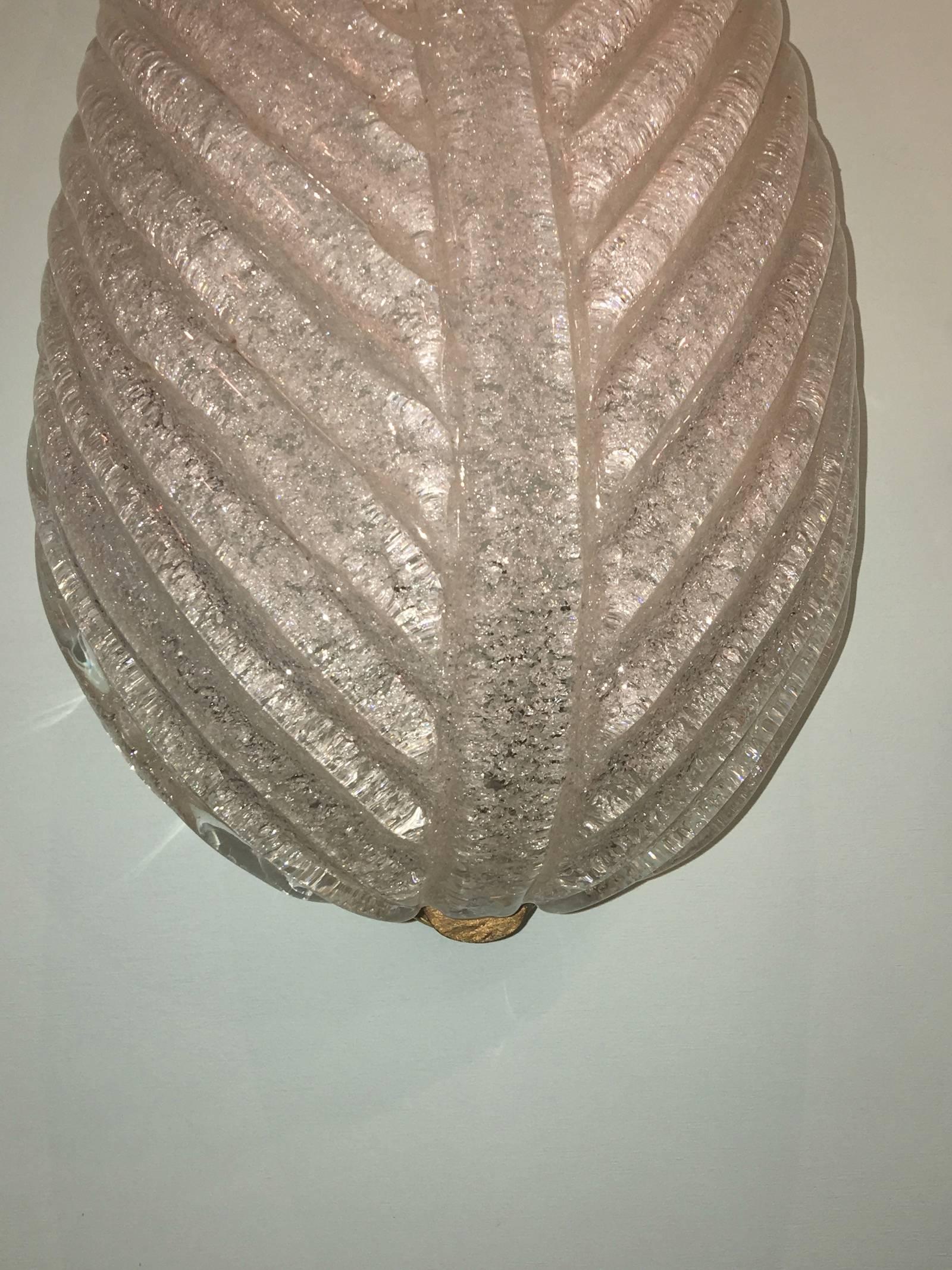 Mid-20th Century Single Italian Murano Glass Leaf Form Wall Sconce For Sale